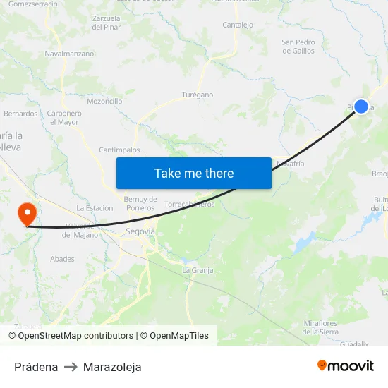 Prádena to Marazoleja map