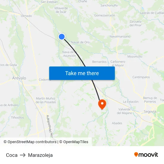 Coca to Marazoleja map