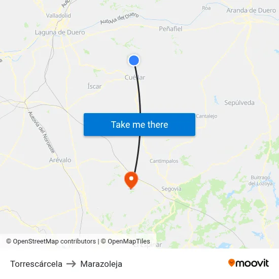 Torrescárcela to Marazoleja map