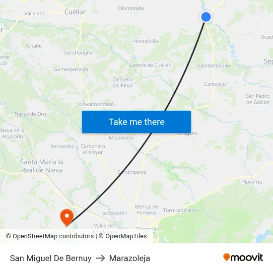 San Miguel De Bernuy to Marazoleja map