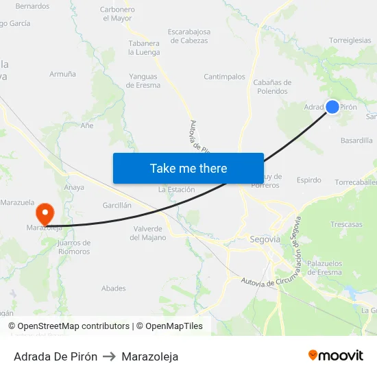 Adrada De Pirón to Marazoleja map