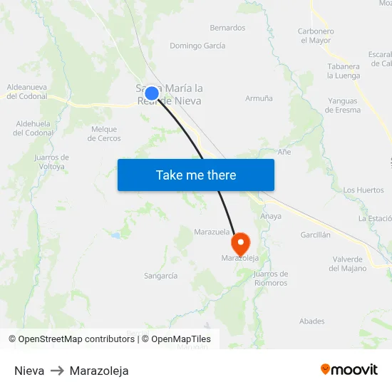 Nieva to Marazoleja map