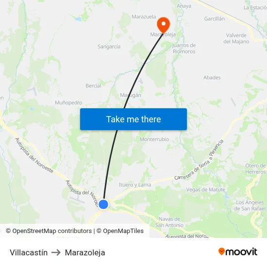 Villacastín to Marazoleja map