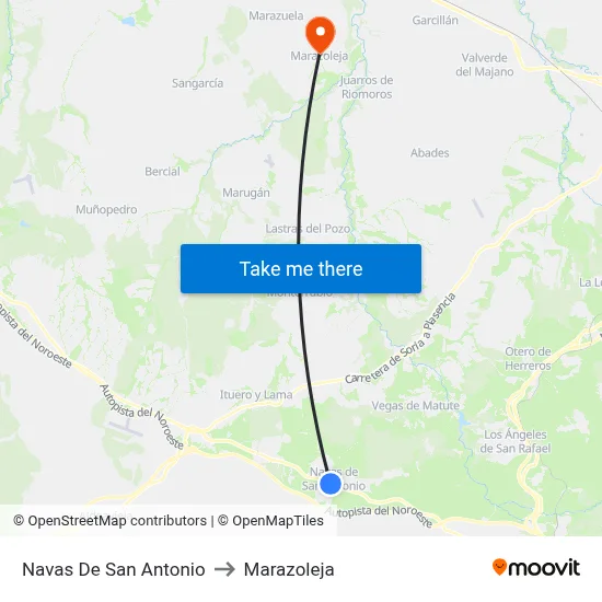 Navas De San Antonio to Marazoleja map