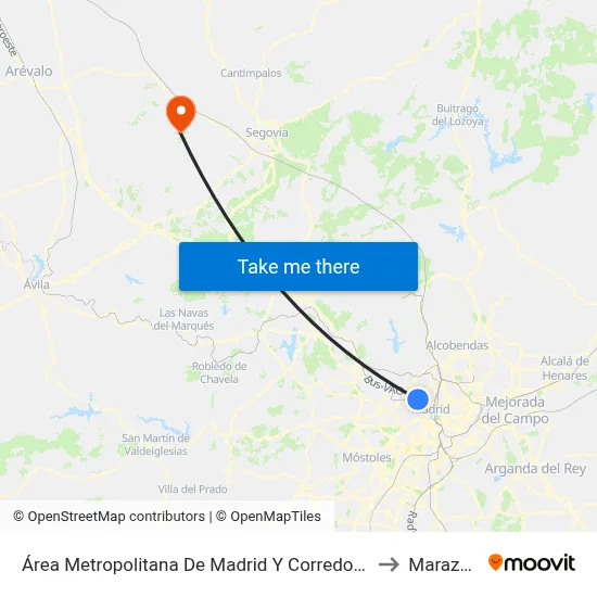 Área Metropolitana De Madrid Y Corredor Del Henares to Marazoleja map