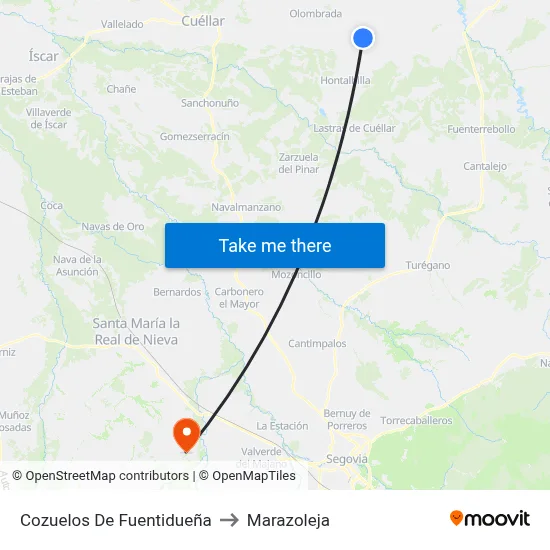 Cozuelos De Fuentidueña to Marazoleja map