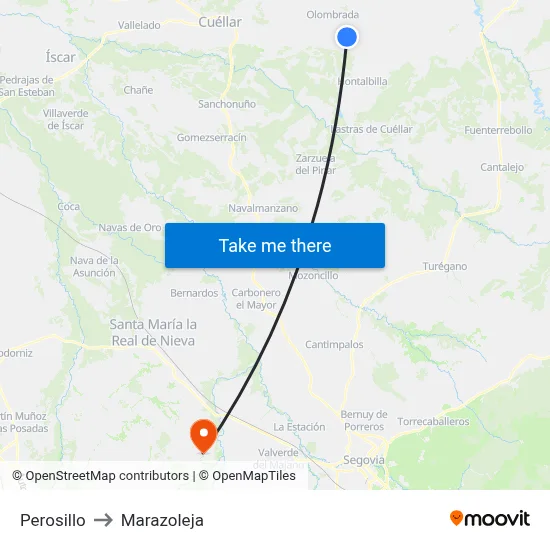 Perosillo to Marazoleja map