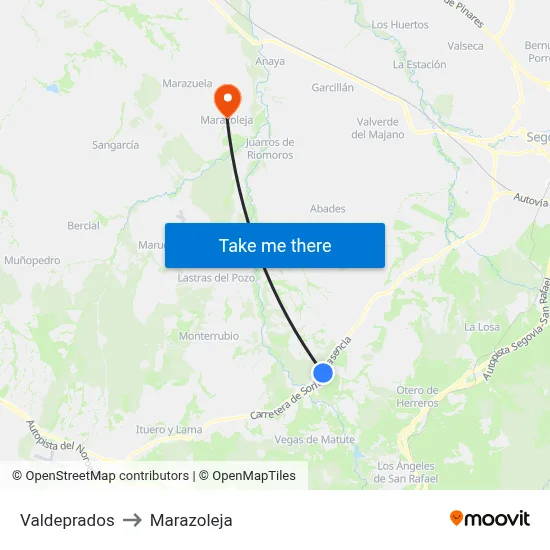 Valdeprados to Marazoleja map