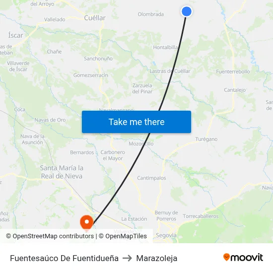 Fuentesaúco De Fuentidueña to Marazoleja map