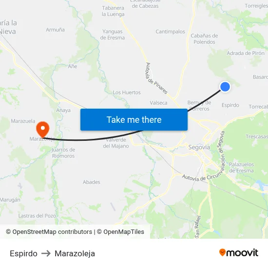 Espirdo to Marazoleja map