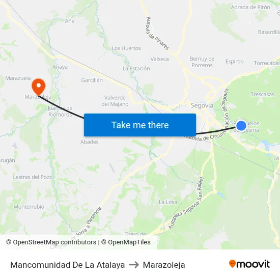 Mancomunidad De La Atalaya to Marazoleja map