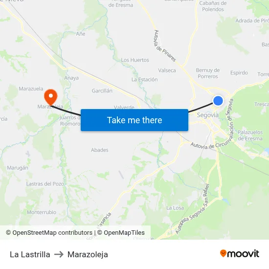 La Lastrilla to Marazoleja map