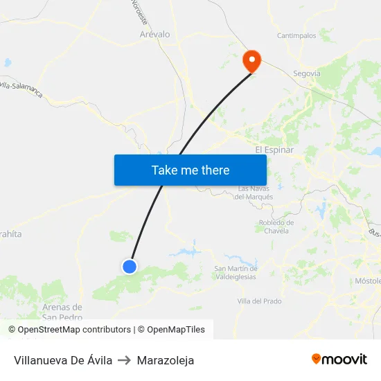 Villanueva De Ávila to Marazoleja map