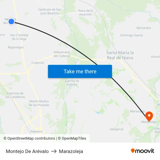 Montejo De Arévalo to Marazoleja map