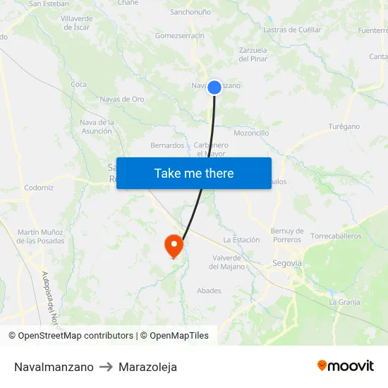 Navalmanzano to Marazoleja map