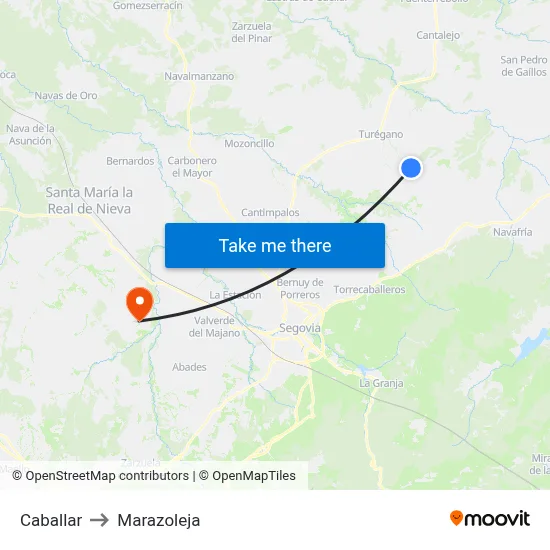 Caballar to Marazoleja map
