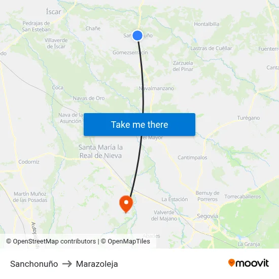 Sanchonuño to Marazoleja map