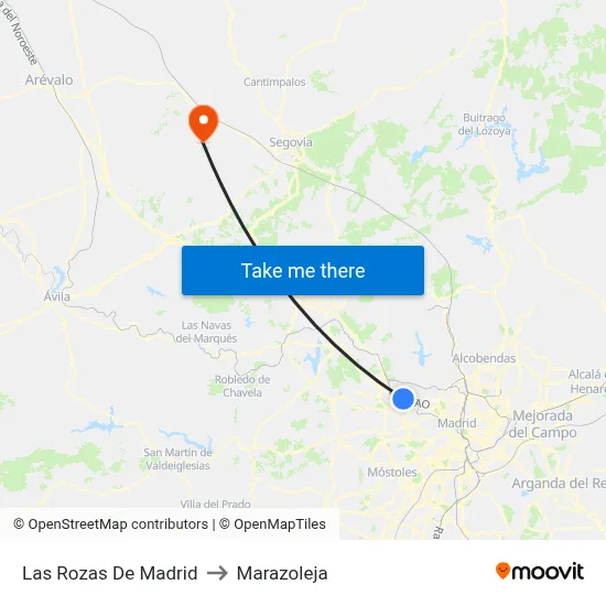 Las Rozas De Madrid to Marazoleja map