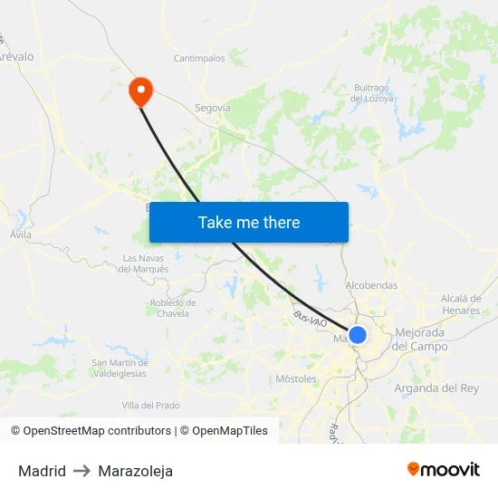 Madrid to Marazoleja map