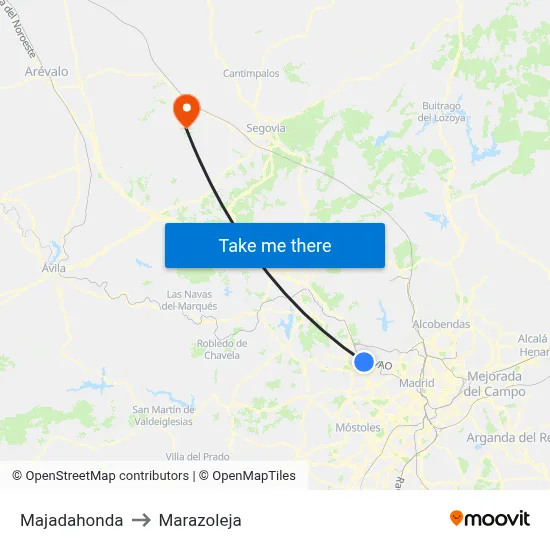 Majadahonda to Marazoleja map