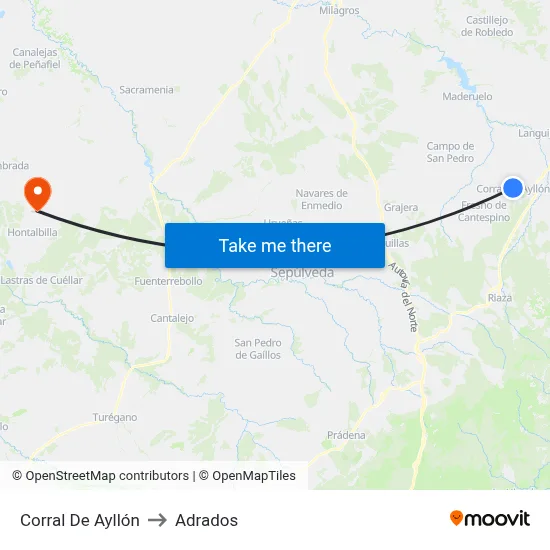 Corral De Ayllón to Adrados map