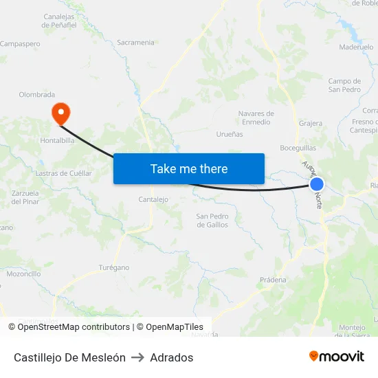 Castillejo De Mesleón to Adrados map