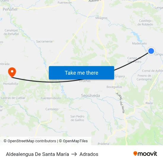 Aldealengua De Santa María to Adrados map