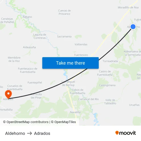 Aldehorno to Adrados map