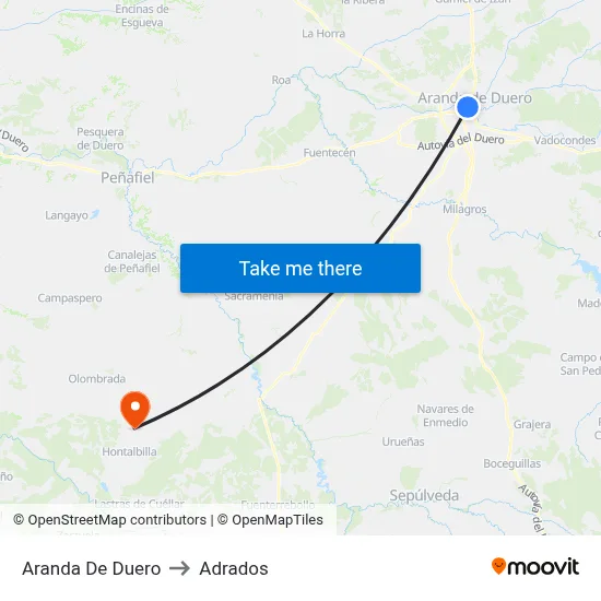 Aranda De Duero to Adrados map