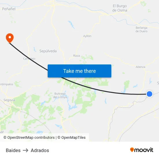 Baides to Adrados map