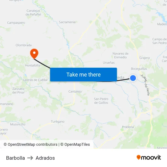Barbolla to Adrados map