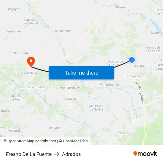 Fresno De La Fuente to Adrados map