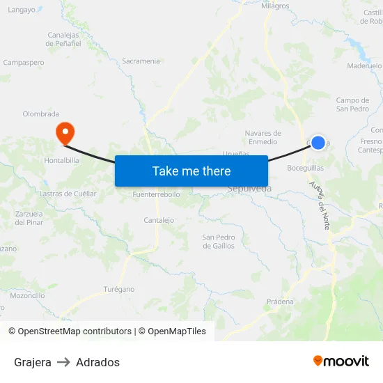 Grajera to Adrados map