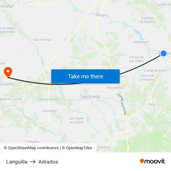 Languilla to Adrados map