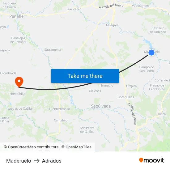 Maderuelo to Adrados map