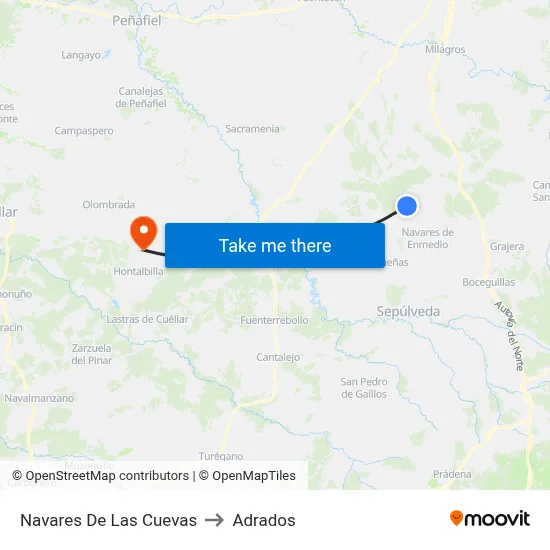 Navares De Las Cuevas to Adrados map