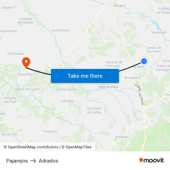 Pajarejos to Adrados map