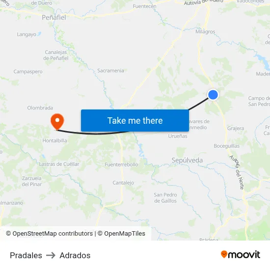 Pradales to Adrados map