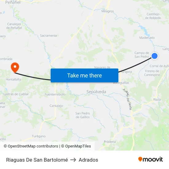 Riaguas De San Bartolomé to Adrados map