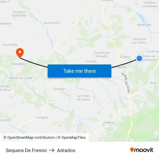 Sequera De Fresno to Adrados map