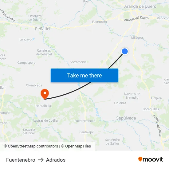 Fuentenebro to Adrados map