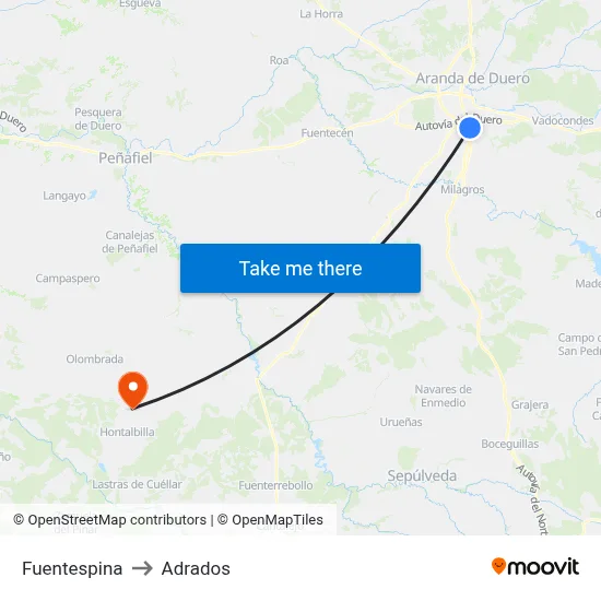Fuentespina to Adrados map