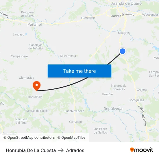 Honrubia De La Cuesta to Adrados map