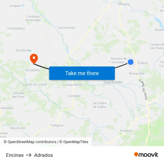 Encinas to Adrados map