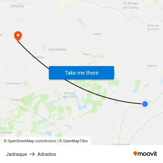 Jadraque to Adrados map