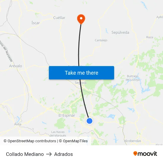 Collado Mediano to Adrados map