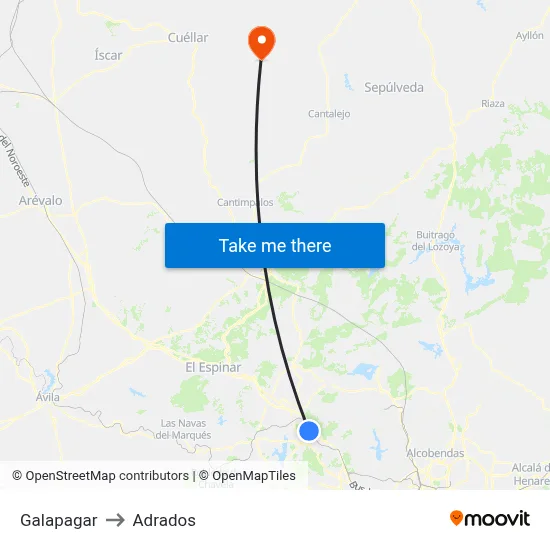Galapagar to Adrados map