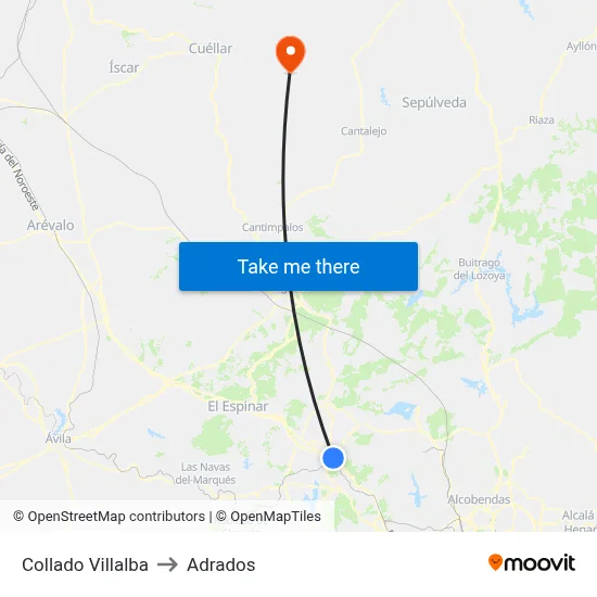Collado Villalba to Adrados map