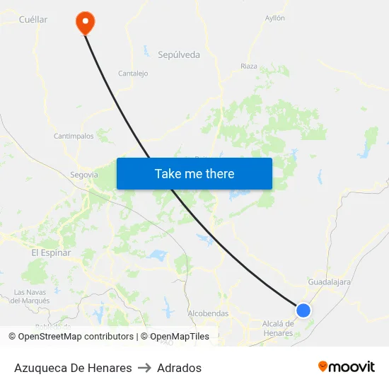 Azuqueca De Henares to Adrados map