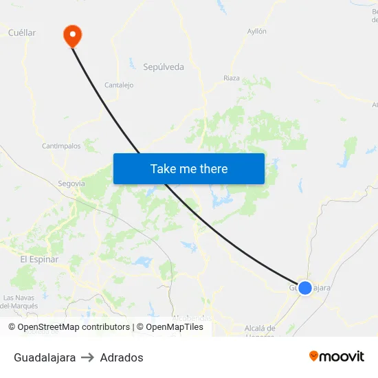 Guadalajara to Adrados map